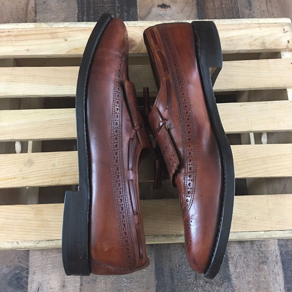 Allen Edmonds Colfax Brown Leather Kilt Tassel Wingtip Loafer Shoe Mens 11.5 AAA - Picture 8 of 9